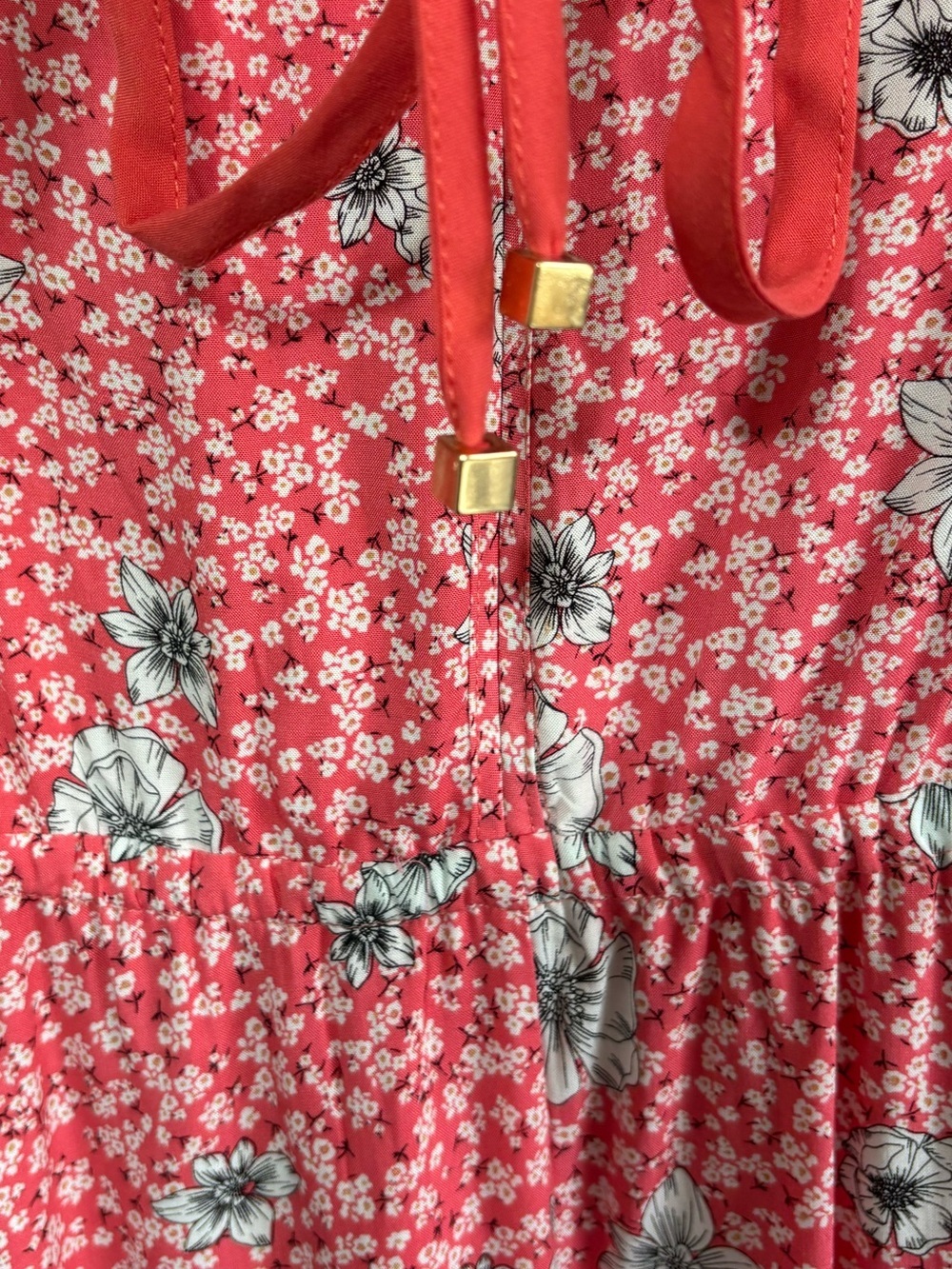 For The Republic Floral Flowy Maxi Dress XL Pink Coral Rayon Lined Feminine Boho - Picture 11 of 14